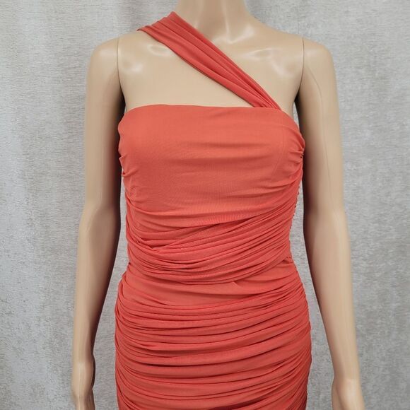 Michael Costello x REVOLVE Honor Mini Dress in Rust Ruched Bodycon - Picture 4 of 13